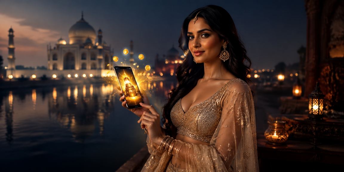 Taj Mahal with festive lights symbolizing balance and culture in gaming
